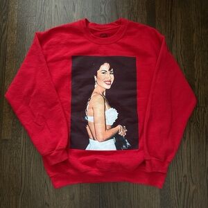 Forever 21 Selena Red Graphic Crew Neck Sweater